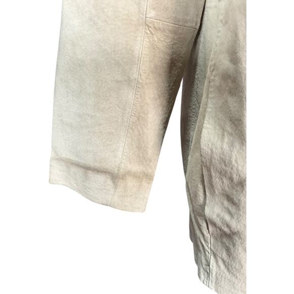 Bernardo Tan Genuine Leather Button Coat L Lined Pockets Classic Minimalist - Picture 14 of 15